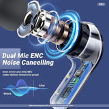 NEW Retails $60 ACEFAST Black Wireless Earphones Bluetooth 5.3 Headphones LED Power Display Mini Crystal in-Ear Earbuds with Wireless Charging Case Touch Control Built-in Mic Headphone for Sports Waterproof Earphone