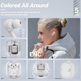 NEW Retails $60 ACEFAST Wireless Earphones Bluetooth 5.3 Headphones LED Power Display Mini Crystal in-Ear Earbuds with Wireless Charging Case Touch Control Built-in Mic Headphone for Sports Waterproof Earphone