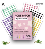 New 300 Piece Colorful Counts Cute Stars Hearts Acne Scars Cover Stickers, Invisible Facial Scars Concealer Makeup Tool