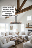 Retails $457+ New in Box! ACROMA 12 Light Large 39.5 Inch Diameter Modern Farmhouse Wagon Wheel Chandelier-UL Certified Black & Brass Dust Finish! NOTE: Chain & Hanging Loop NOT included