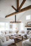 Retails $457+ New in Box! ACROMA 12 Light Large 39.5 Inch Diameter Modern Farmhouse Wagon Wheel Chandelier-UL Certified Black & Brass Dust Finish! NOTE: Chain & Hanging Loop NOT included
