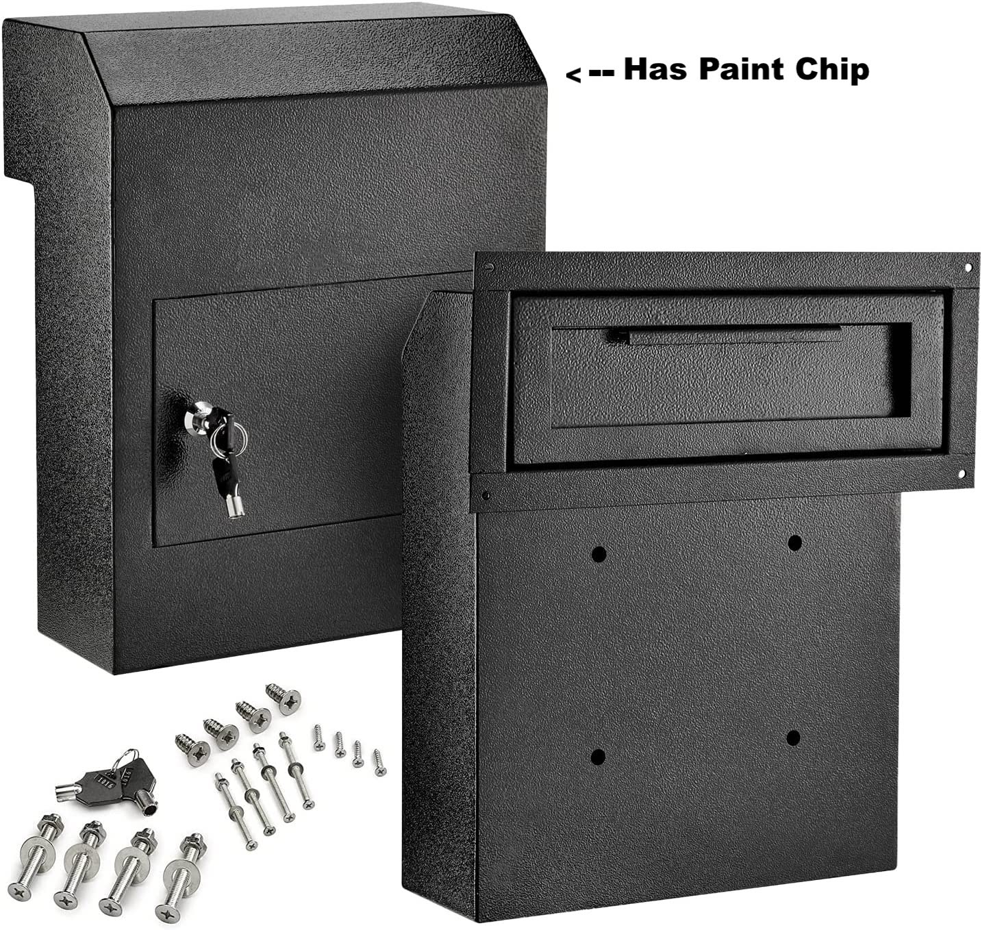 New AdirOffice Door Drop Box - Through-The-Door Safe Locking Drop Box - Door Mail Slot (Black) Note: Has paint chip on front right side could fix with paint! Retails $207+