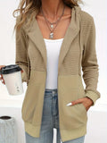 NEW Waffle Grid Zip-up Drawstring Hoodie, Casual Long Sleeve Slant Pockets Hoodie Jacket, Women's Clothing, Sz XL