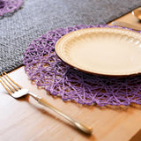 New Retails $39+ AHHFSMEI Paper Braided Round Placemats Set of 12 Natural Non-Slip Heat Resistant Table Mats for Dining Tables Woven Indoor Outdoor Place mats(Purple,12)