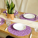 New Retails $39+ AHHFSMEI Paper Braided Round Placemats Set of 12 Natural Non-Slip Heat Resistant Table Mats for Dining Tables Woven Indoor Outdoor Place mats(Purple,12)