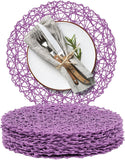 New Retails $39+ AHHFSMEI Paper Braided Round Placemats Set of 12 Natural Non-Slip Heat Resistant Table Mats for Dining Tables Woven Indoor Outdoor Place mats(Purple,12)