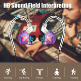 New Wired Gaming Earbuds, QKZ AK6 PRO in Ear Monitors, Deep Bass Sound Wired Earbuds, HiFi in Ear Headphones with New 1DD 10mm Dynamic Driver, IEM for Music Gaming Video Calling (with Mic, Purple)