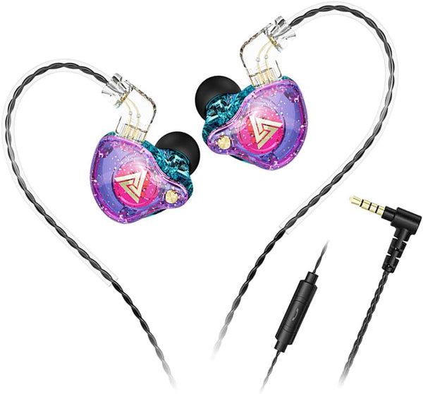 New Wired Gaming Earbuds, QKZ AK6 PRO in Ear Monitors, Deep Bass Sound Wired Earbuds, HiFi in Ear Headphones with New 1DD 10mm Dynamic Driver, IEM for Music Gaming Video Calling (with Mic, Purple)