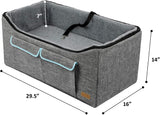 Retails $110+ Akinerri Foldable Booster Car Seat with Pet Bed Suitable for Medium and large dogs, or 2 puppies! Includes Storage Carry Bag (Large, Grey)