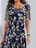 New Aljok Blue Short Sleeve Midi Dress, Sz L