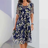 New Aljok Blue Short Sleeve Midi Dress, Sz L