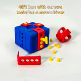 New 3D Printed Plastic Holiday Annoying Funny Gift Box Red & Gold, approx 3 Inch, MIni