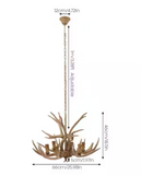 Retails $446+ New Assembled 6-Light Vintage Brown Resin Antler Chandelier Deer Horn Hanging Countryside Light