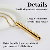 NEW UNISEX Necklace Stainless Steel Mindful Necklace for Breathing Exercises Relaxation Anxiety Relief Anapana Breathing Necklace Jewelry, Gold