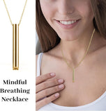 NEW UNISEX Necklace Stainless Steel Mindful Necklace for Breathing Exercises Relaxation Anxiety Relief Anapana Breathing Necklace Jewelry, Gold