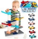 New in package! Aomola Car Ramp Toy with Classic Big Building Blocks,Creative DIY Building Bricks Compatible with All Major Brands,Car Ramp Racer for Toddlers with 6 Mini Cars,Storage Box & Base Plate