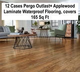 New (Retails $788) 12 Cases Pergo Outlast+ Applewood 12 mm T x 5.2 in. W Waterproof Laminate Wood Flooring (13.74 sqft/case)