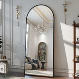 New in box! Stunning Large 64" High Black Meal Arched Mirror by Everly Quinn, can be leaned to the wall or free-standing with the stand or hung. Retails $270+