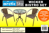 New Assembled ARCTIC SKY PREMIUM WICKER 3 PIECE BISTRO SET in Brown