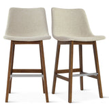 New Retails $520+ ASSEMBLED Wayfair Wade Logan Arseniy 28" Upholstered Low Back Solid Wood Stain Resistant Kitchen Dining Bar Stool (Set of 2)