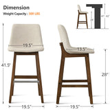 New Retails $520+ ASSEMBLED Wayfair Wade Logan Arseniy 28" Upholstered Low Back Solid Wood Stain Resistant Kitchen Dining Bar Stool (Set of 2)