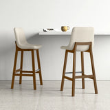 New Retails $520+ ASSEMBLED Wayfair Wade Logan Arseniy 28" Upholstered Low Back Solid Wood Stain Resistant Kitchen Dining Bar Stool (Set of 2)