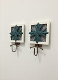 NEW Set of 2 Grasslands Road Decorative Metal and Wood Wall Hooks Fleur-de-lis