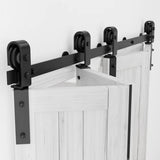 NEW Retails $245, Wayfair Bifold Barn Door Hardware Kit Black Folding Barn Door Kit (Doors not Included), 79.2 in