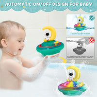 New in box! Astronaut Moon Baby Bath Toys for Toddlers, Spray Water Toy Rotation Baby Light up Bath Toys, Automatic Induction Sprinkler Shower Toys with LED, Ages 1 & Up
