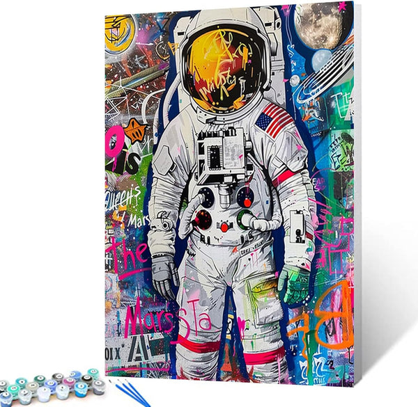 New Tucocoo Graffiti Astronaut Paint by Numbers Kits 16x20 inch Canvas, DIY Painting for Adults with Brushes and Acrylic Pigment, Colorful Street Art Picture for Home Decor Gifts (Without Frame)