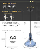 New Blue AUTELO Blue Pendant Light (1 LIGHT) Kitchen Island, 10" Hammered Glass Pendant Light, Modern Pendant Light Fixture in Matte Black Finish, Hanging Lamp for Dining Room, Kitchen Sink