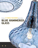 New Blue AUTELO Blue Pendant Light (1 LIGHT) Kitchen Island, 10" Hammered Glass Pendant Light, Modern Pendant Light Fixture in Matte Black Finish, Hanging Lamp for Dining Room, Kitchen Sink