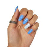New AwsmColor Mid Length Press on Nails Blue and light blue, Acrylic with Nail Glue Manicure Kit Nail Art for Women and Girls
