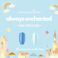 New AwsmColor Mid Length Press on Nails Blue and light blue, Acrylic with Nail Glue Manicure Kit Nail Art for Women and Girls