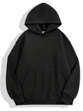 NEW Cozy & Stylish Women's Hoodie with Kangaroo Pocket - Casual Long Sleeve Pullover, Solid Color, Polyester Blend, Perfect for Fall/Winter - Black, Size XL