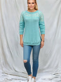 NEW Contrast Lace Crew Neck Sweatshirt, Casual Long Sleeve Fashion Sweatshirt, Women's Clothing - Size XL