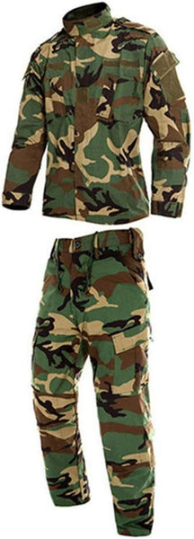 NEW Tealun Military Uniform Jungle Camouflage Combat Airsoft Tactical Jacket Pants Clothing Set Army Suit, Green Camo, Sz XXL