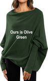 NEW Asymmetric Draped Jumper Baggy Sweater, Fall Sweaters Oversized Off The Shoulder Sweater for Women One Shoulder Tops Elegant Pullover Sweatshirts, Olive Green, One Size