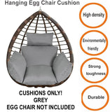 NEW Egg Chair Grey Cushion Thicken Hanging Egg Chair Cushions Replacement Foldable Waterproof Hanging Basket Chair Cushion with Pillow for Outdoor Patio, Retails $95