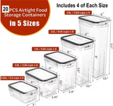 NEW PRAKI 20 Piece Airtight Food Storage Containers for Kitchen Pantry Organizers and Storage, BPA-Free, Plastic Storage Canisters with Lids-Cereal, Flour and Sugar, Retails $64+