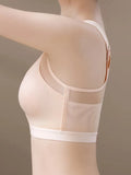 NEW Front Closure Sports Bra, Comfy & Breathable Mesh Stitching Adjustable Daily Bra, Women's Lingerie & Underwear, Light Beige, Sz M - Retails $54