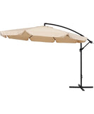 New in box! Large Arctic Sky Cantilevered 10' Offset Umbrella with Cross Base, waterproof and UV-resistant polyester fabric, Beige!