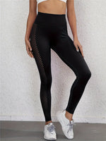 NEW Seamless Workout Leggings, Stretchy Hollow Out High Waist Slim Fitness Pilates Yoga Pants, Women's Activewear, Black, Sz S, Retails $93