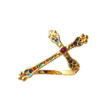NEW Handcrafted 925 Sterling Silver Old Gold Cross Ring with Zirconium Crystals, Sz 7
