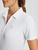 New with tags! Baleaf Women's Flyleaf UPF50+ Polo Shirt in White, Sz S Retails $42+
