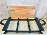 New Bamboo Cutting Board with black Metal Tray, 21" Long