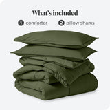New in package! Bare Home Comforter Set - Queen Size - Goose Down Alternative - Ultra-Soft - Premium 1800 Series - Hypoallergenic - All Season Breathable Warmth (Queen, Cypress Green)