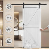 Retails $300+ New Wayfair S&Z Tophand MDF Barn Door + Hardware Kit All in One! Easy Assembly -Solid Slab Covered with Water-Proof PVC Surface with Hardware Kit! Assemble & Ready to use in 1 Hour!