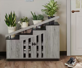 New in box! Furniture of America Barstead Wood Staircase Shoe Cabinet in Grey Oak! Retails $698+