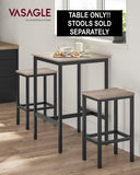 New in Box! VASAGLE Bar Table, Small Kitchen Table, High Top Pub Table, for Living Room Study, Industrial Steel Frame, 23.6 x 23.6 x 36.2 Inches! Stools NOT included